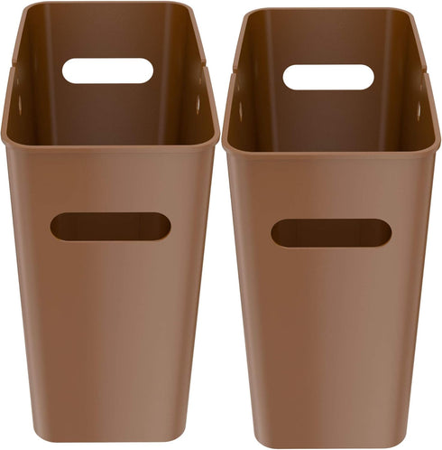 iTouchless SlimGiant 4.2 Gallon Narrow Space Trash Can and File Folder Organizer, 2-Packs, Toffee Brown