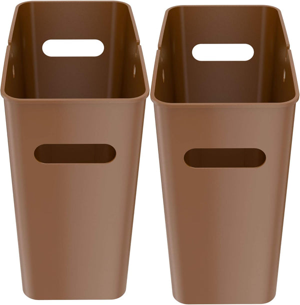 iTouchless SlimGiant 4.2 Gallon Narrow Space Trash Can and File Folder Organizer, 2-Packs, Toffee Brown