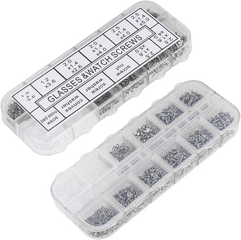 1100Pcs Eyeglasses Repair Kit - Tiny Sunglasses Screws, Nose Pads, Micro Screwdriver & Tweezer