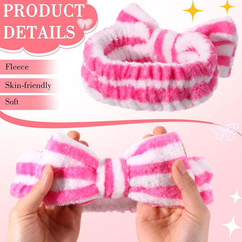 WILLBOND 24 Pack Spa Headband Bow Hair Band - Adjustable Skincare Headbands for Women, Cute Pattern