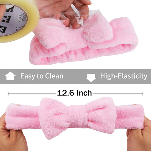 Ondder 8 Pack Spa Headbands, Makeup Bow Face Wash Bowknot Headbands for Washing Face, Fluffy Skincare
