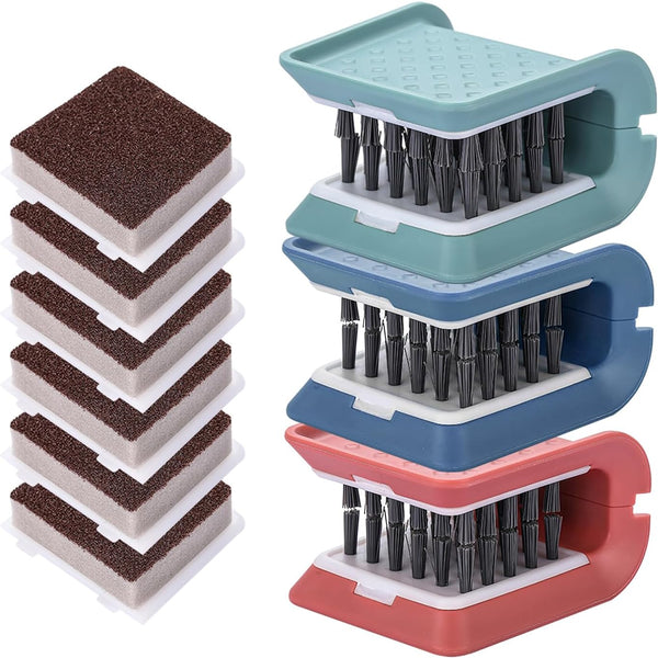 Knife Cleaner, 3 Pack Cutlery Cleaner with 3 Pcs Replacement Sponge Brush Head for Kitchen Knives, Forks, Spoons