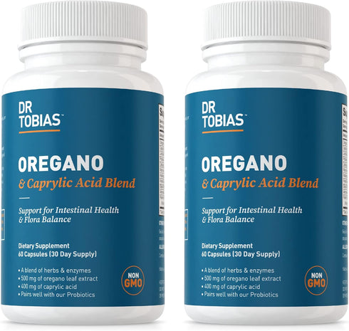 Dr. Tobias Oregano and Caprylic Acid Blend, Gut Flora Balance Complex, Immune Support with Herbs & Probiotics