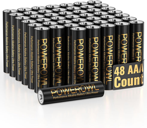 POWEROWL High-Capacity Alkaline AAA Batteries, 48 Pack, 1.5V Long Lasting Triple A Battery, 10-Year Shelf Life