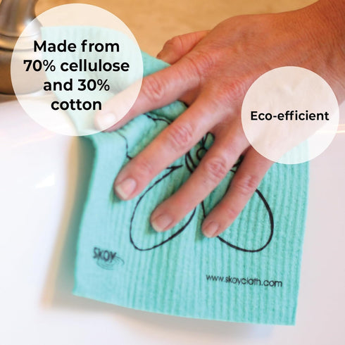 Skoy Cloth, 4-pack Swedish Dishcloths for Kitchen Use, Reusable Cleaning Cloths, White