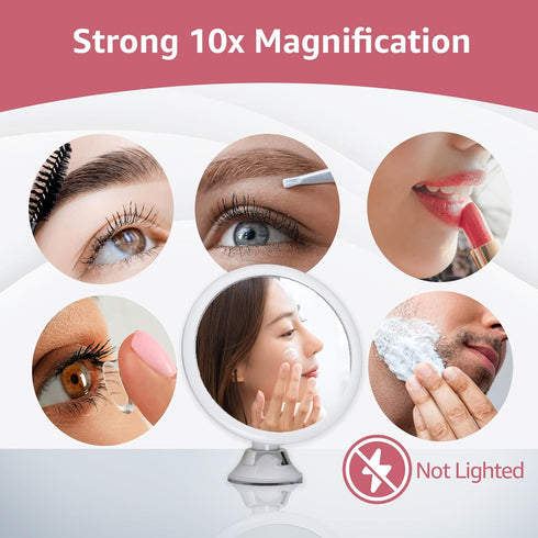 MIRRORVANA 10X Magnifying Mirror for Applying Makeup - Suction Cup Cosmetic Make-up Mirror for Vanity, Bathroom, and Travel - 6.7 x 6.7 Inch (Round)