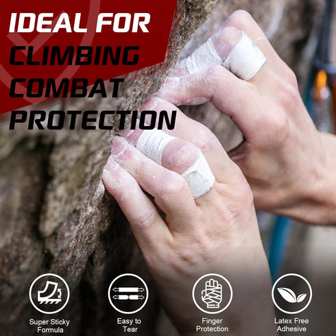 Pro Finger Tape 8 Pack - 0.5” x 45 Ft White Athletic Sports Tape for Rock Climbing, Bjj, Wrestling