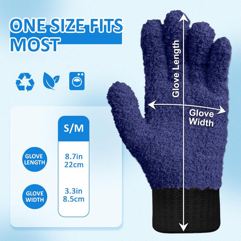 MIG4U Microfiber Gloves - Washable Dusting Gloves for House Cleaning - Blind Cleaner Duster Tool (Navy, S/M)