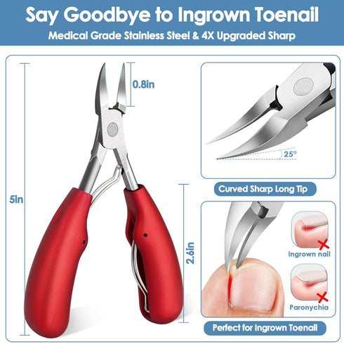 Modacraft Podiatrist Toenail Clippers, Professional Thick & Ingrown Toe Nail Clippers for Men Seniors, Nail Cutter Kit
