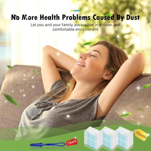 30 Count Duster Refills Compatible with Swiffer Dusters 180, Heavy Duty Multi-Surface Duster Replacement with Handle
