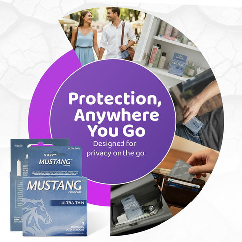 Mustang Condoms 3 Count Mustang Ultra Thin Condoms Lubricated Latex, Ultra Sensitive Protection