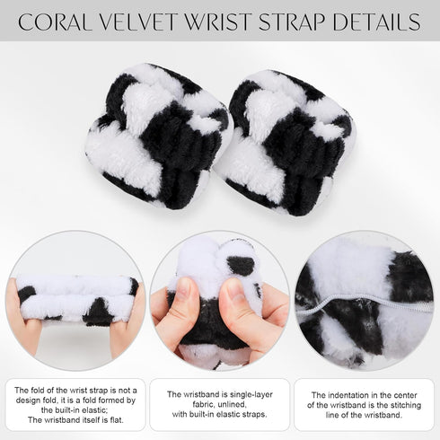 CAVETEE 3 Piece Cute Makeup Headband and Wristband Set for Women, Spa Cosmetic Elastic Hair Accessories