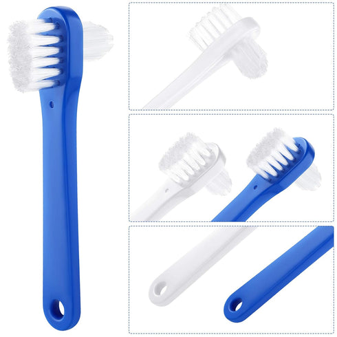 Denture Brush Dual Head Toothbrushes, Hard Cleaning Brush for False Teeth, 2 Colors (6 Pieces)