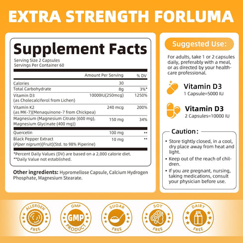 inch D3 K2 D3 10000 K2 MK-7 240 6-in-1 K2 D3 Immune 120 M Vitamin with Magnesium, Vitamin IU, Vitamin mcg, Vitamin