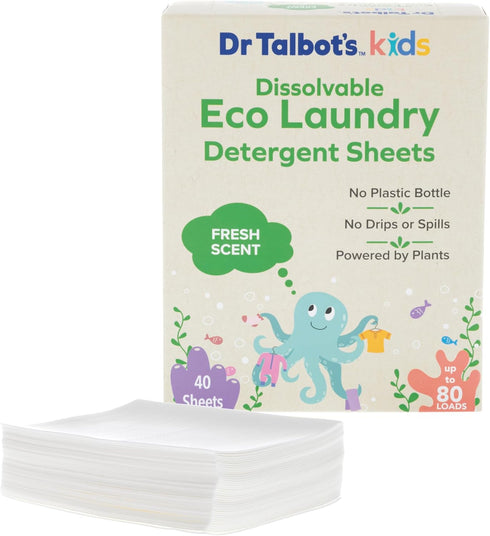 Dr. Talbot's Kids Eco Laundry Detergent Sheets Fresh Scent, Gentle on Skin,