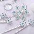 Lurrose Snowflake Hair Clip, 6PCS Rhinestone Bridal Hairpin, Blue Snowflake Hair Barrettes for Wedding and Christmas
