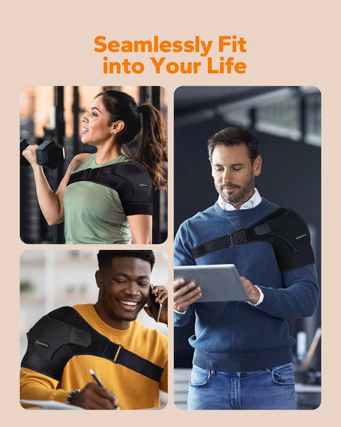 Komoko Shoulder Brace for Pain Relief, Rotator Cuff Support and Arm Sling, Adjustable for Left and Right Arm