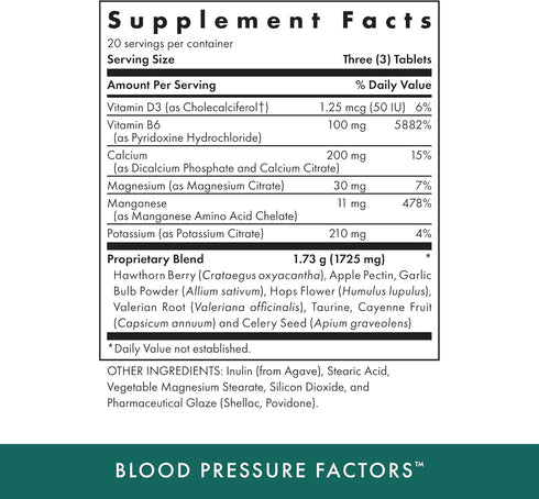 MICHAEL'S Health Naturopathic Programs Blood Pressure Factors, 60 Vegetarian Tablets, Fluid Balance Support, Kosher