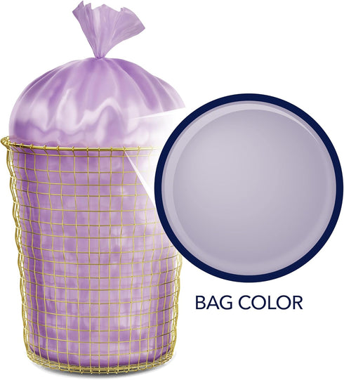 Color Scents Medium Trash Bags, 8 Gallon, 45 Bags, Twist Tie, Purple in Lavender + Sage Scent with Microban