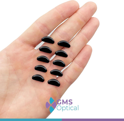 GMS Optical 1.8mm Reg-Thin/13mm Short Length, Small Adhesive Contoured Silicone Eyeglass Nose Pads, 5 Pair, Black