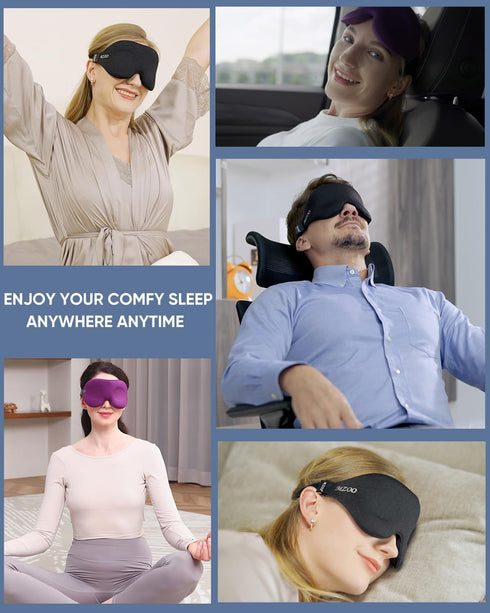 MZOO Sleep Eye Mask for Side Sleeper, 3D Light Blocking Patented Design Night Blindfold, Black