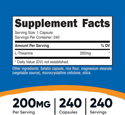 Nutricost L-Theanine 200mg Double Strength, 240 Capsules