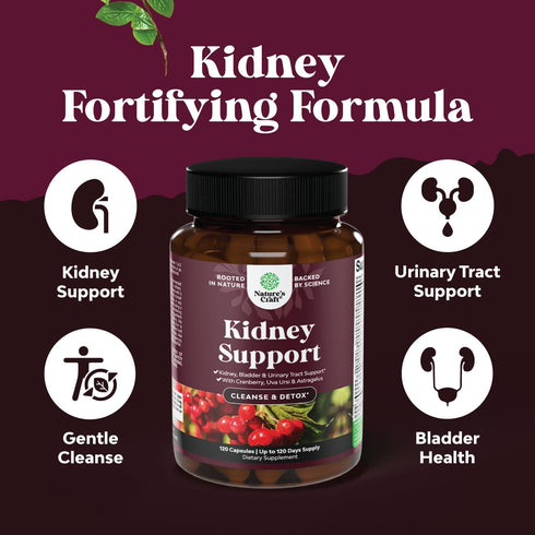 Kidney Support Supplement for Women and Men, High Strength Kidney Cleanse with Stinging Nettle, Uva Ursi, Astragalus
