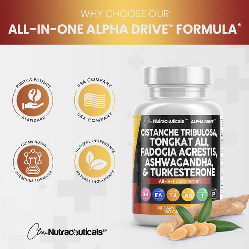 Clean Nutra Cistanche Tribulosa 6000mg, Fadogia Agrestis 600mg, Tongkat Ali 400mg, Turkesterone 2000mg, Ashwagandha