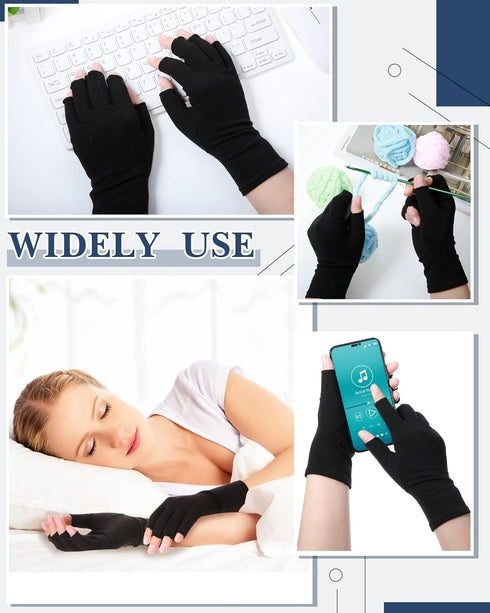 SATINIOR 5 Pairs Arthritis Compression Gloves, Fingerless Pain Relief Gloves for Men and Women