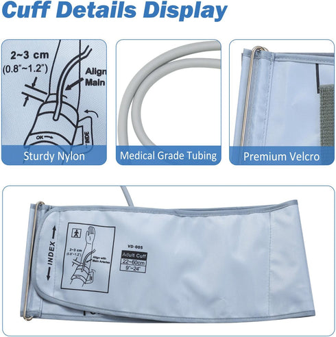 XXL Blood Pressure Cuff (22-60CM) Compatible with Omron 9”-24”, Extra Large BP Replacement Cuff with 6 Connectors