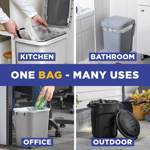 13 Gallon Trash Bags, 50 Pack, Heavy Duty Black Kitchen Bags, Fits 12-16 Gallon Trash Cans