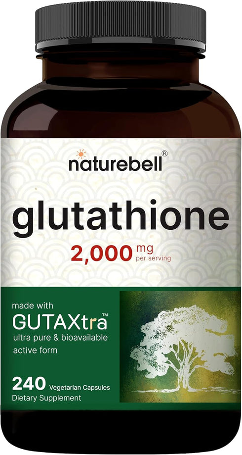 NatureBell Glutathione Supplement 2,000mg Per Serving, 240 Veggie Capsules | 98%+ Purity Verified, Bioavailable Reduced