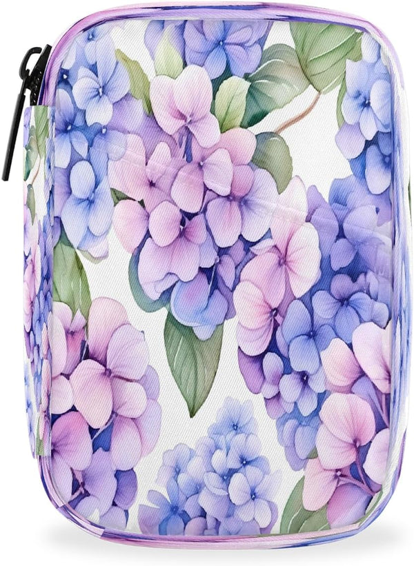 Skerhhux Purple Flower Print Pill Case Travel Pill Organizer Weekly 7 Day Portable