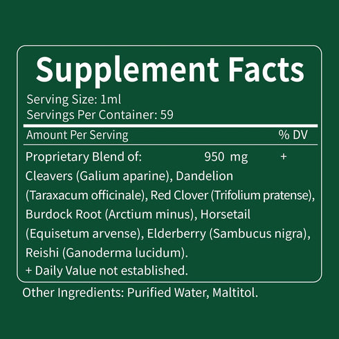 Horsetail. Immune Reishi.2 oz Cleavers Herb Extract Organic Drops for Lymphatic Drainage Support, Detox Cleanse Support