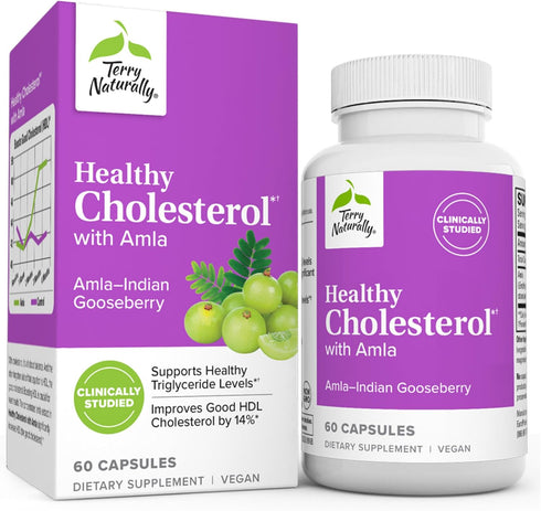 Terry Naturally Healthy Cholesterol with Amla, 60 Capsules, Supports Healthy Triglyceride Levels