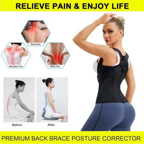 URSEXYLY Back Brace For Women Waist Trainer Vest Back Straightener Adjustable Posture Corrector Spinal Neck Shoulder