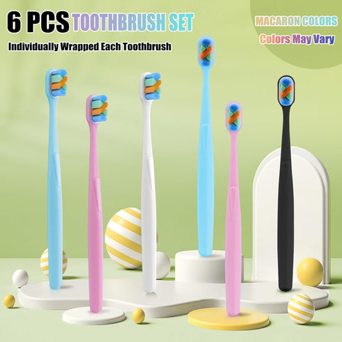 Tetragonal tree 6-Pack Extra Soft Toothbrushes for Sensitive Teeth & Receding Gums - Dentist-Designed Tapered Bristles