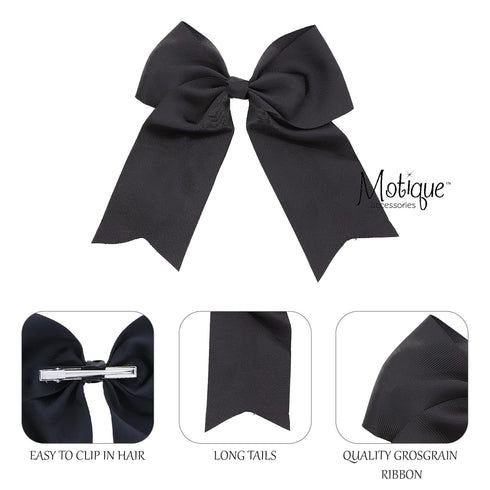 Jumbo Bow Clip with Tails, Black