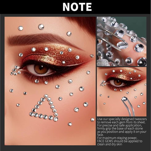 Teenitor Self Adhesive Face Gems and Pearls for Makeup, Festival Jewels, Rhinestone Stickers for Crafts