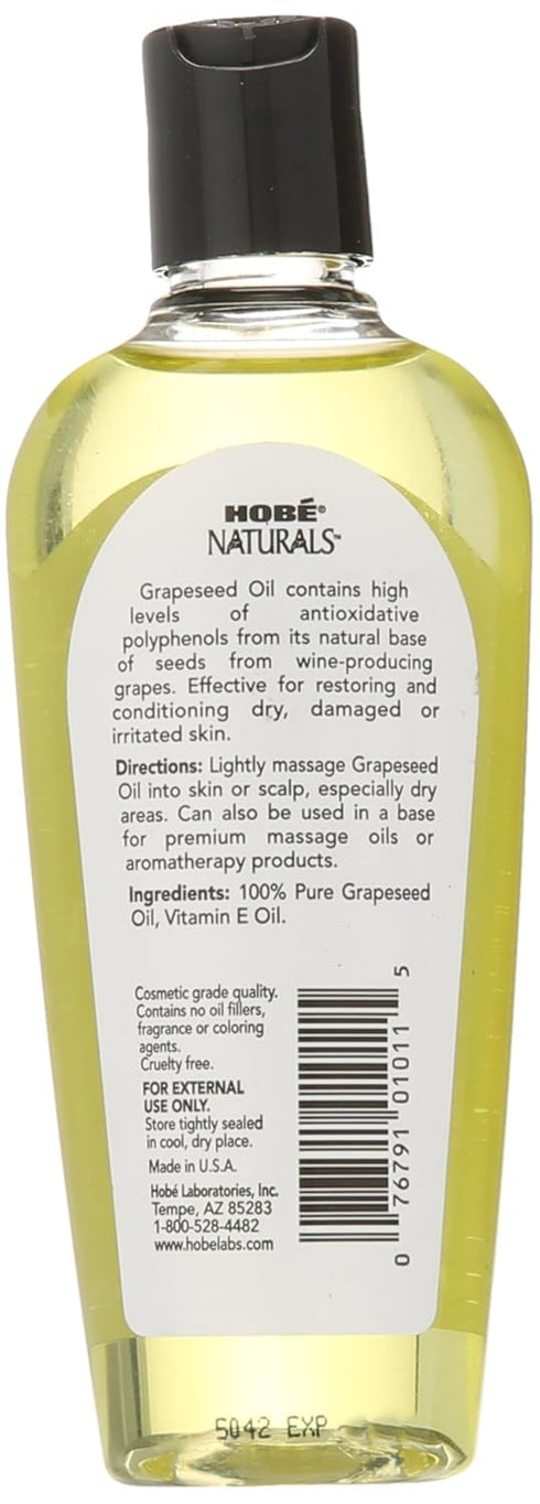 Hobe Labs Hobe Naturals Beauty Oils, 100% Pure Grapeseed Oil with Vitamin E, 4 Oz