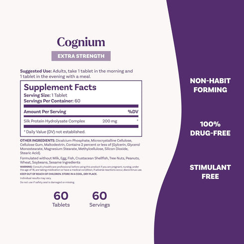 Natrol Cognium Memory Extra Strength, Brain Health Supplements for Adults, 60 Tablets