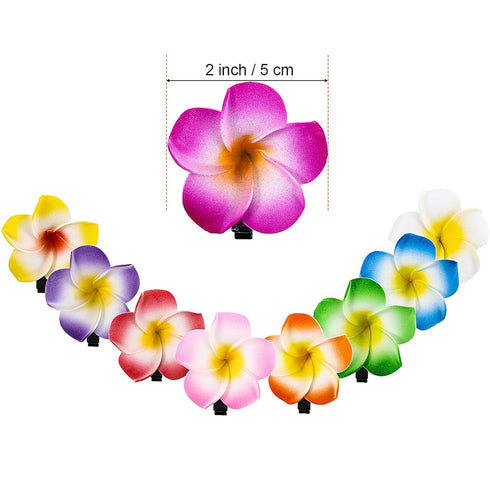 WILLBOND 36 Pieces Plumeria Flower Hair Clips, Hawaiian Foam Flower for Bridal Wedding Luau Hair Decorations