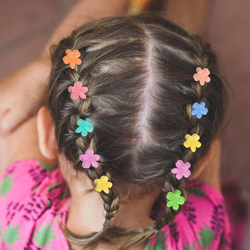 YISSION 200Pcs Mini Flower Hair Clips for Girls - Cute Flower Claw Clips, Toddler Baby Kids Hair Accessories, Random
