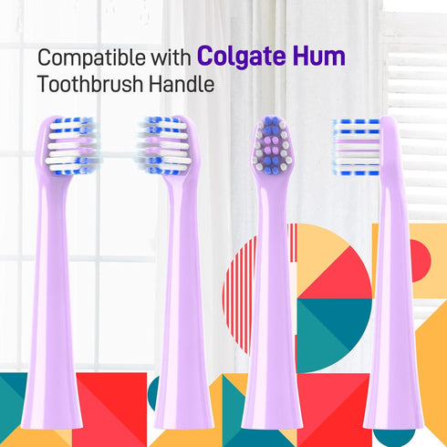 Replacement Toothbrush Heads, 10 Count Compatible with Colgate Hum Connected Smart Battery Electric Toothbrush, Purple