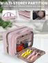 Pink Toiletry Bag Travel with Hanging Hook, Water-resistant Cosmetic Makeup Organizer for Full Sized Toiletries