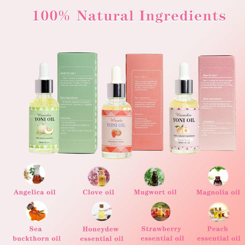 Wovarkie Set 3, 100% (1 oz/30 ml) Yoni Oil for Women Of Natural Feminine Oil Deodorant for Women, Eliminates Odor