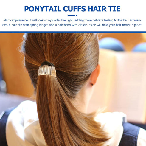 Lurrose Gold Ponytail Cuff, High Ponytail Holder Hair Ties, 6 Pcs Punk Gothic Elastic Hair Rope