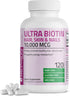 Bronson Ultra Biotin 10,000 Mcg Hair Skin and Nails Supplement, Non-GMO, 120 Vegetarian Capsules