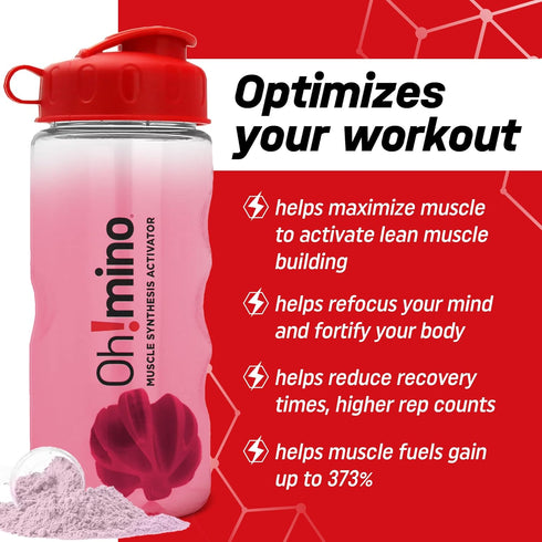 Oh!mino Amino Acid Energy Blend - Pre-Post Workout Powder, BCAA Amino Acids, 280 g, 40 Servings, Caffeinated Berry Blast
