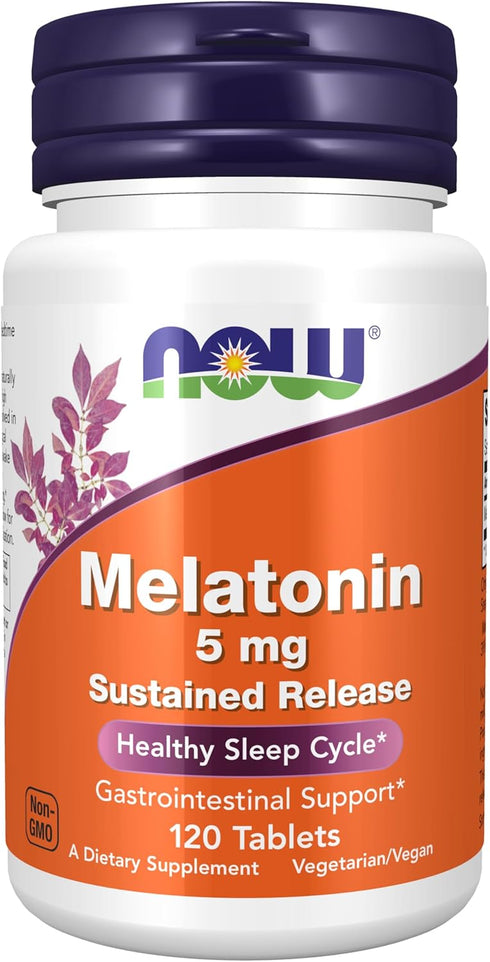 NOW Foods Melatonin 5 mg Supplements, Sustained Release, 120 Tablets for 4-Hour Release